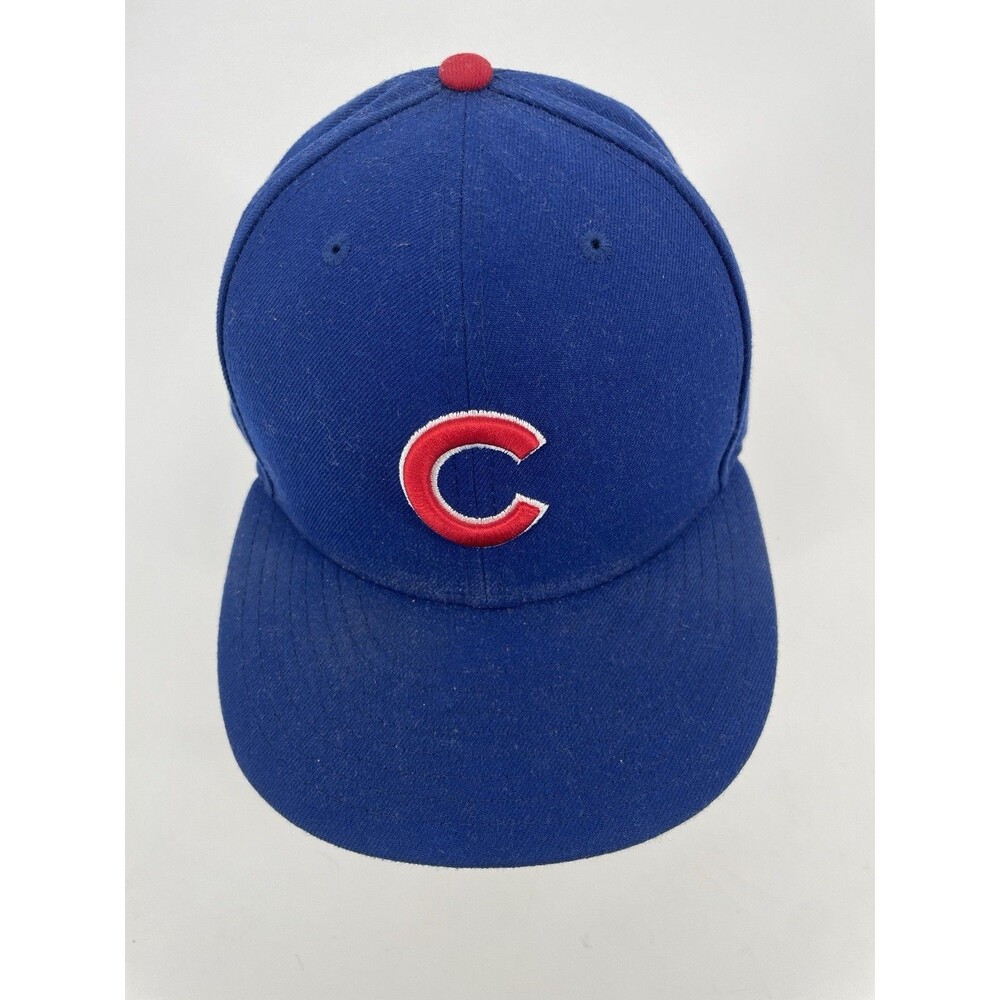 Chicago Cubs New Era 59Fifty Fitted Size 7 1/4 MLB Blue Cap Plain Logo - Picture 2 of 7